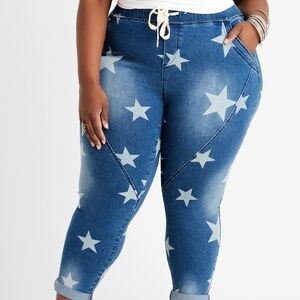 Ashley Stewart Star Print Drawstring Skinny Jean Size 20